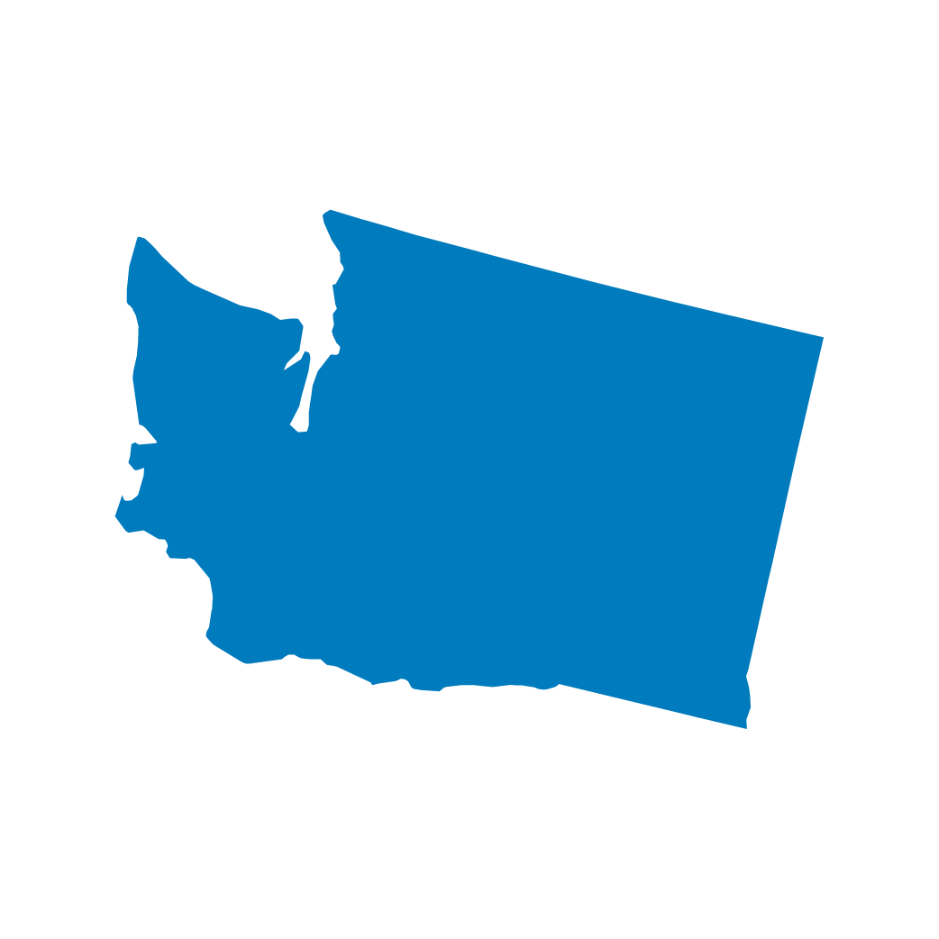 Silhouette of Washington state in blue on a black background. Silhouette of Washington state in blue on a black background.
