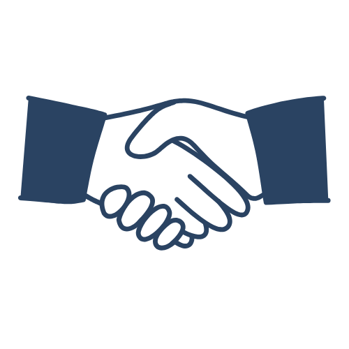Illustration of two hands shaking in agreement.
