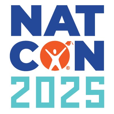 NatCon 2025 logo with a blue and orange color scheme featuring a human figure inside an orange circle with a graduation cap. NatCon 2025 logo with a blue and orange color scheme featuring a human figure inside an orange circle with a graduation cap.