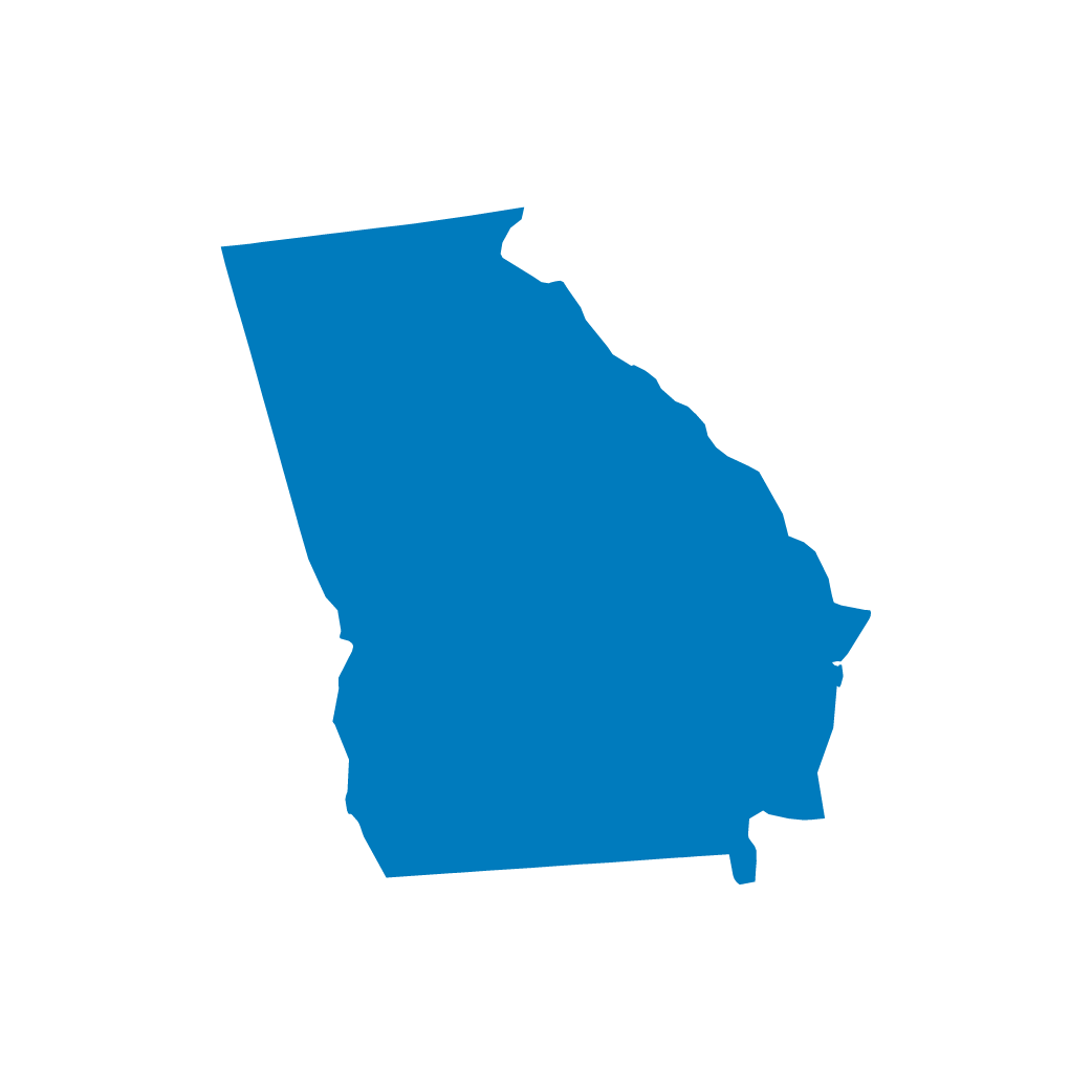 Outline shape of the state of Georgia, filled with solid blue color.