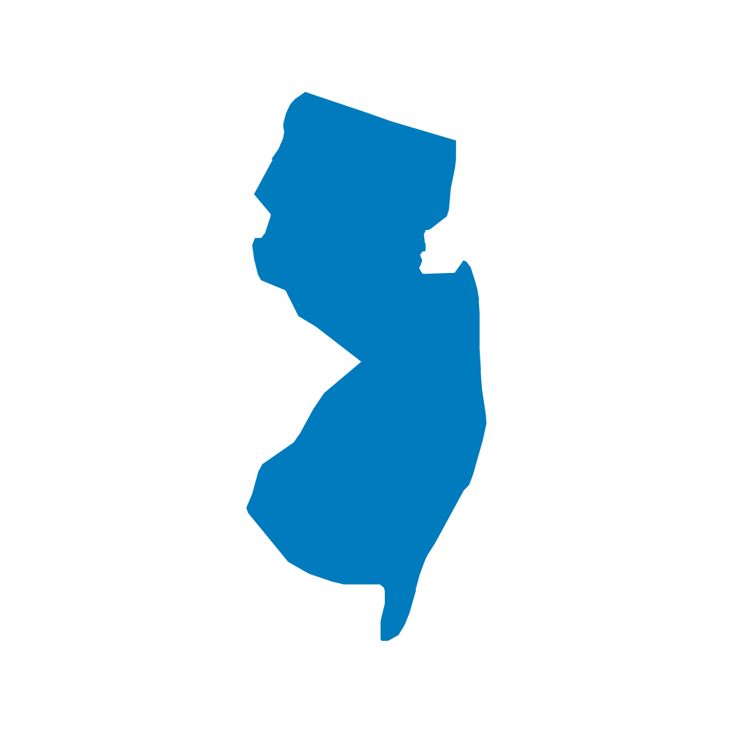 Outline map of New Jersey colored in blue. Outline map of New Jersey colored in blue.