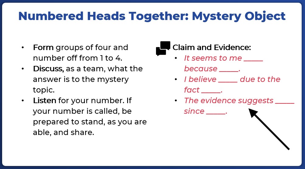 Screenshot of sentence frames