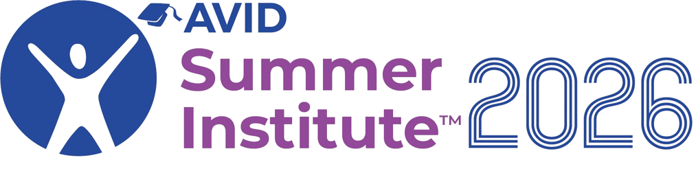 Logo of AVID Summer Institute 2026 featuring a blue circle with a silhouette and text in purple and blue Logo of AVID Summer Institute 2026 featuring a blue circle with a silhouette and text in purple and blue