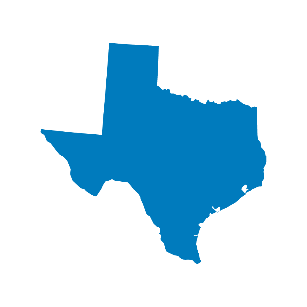 Blue silhouette of the state of Texas on a black background. Blue silhouette of the state of Texas on a black background.
