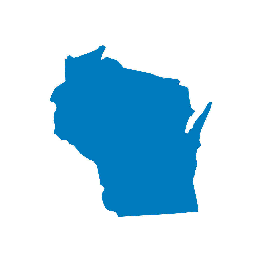 Blue silhouette outline of the state of Wisconsin. Blue silhouette outline of the state of Wisconsin.