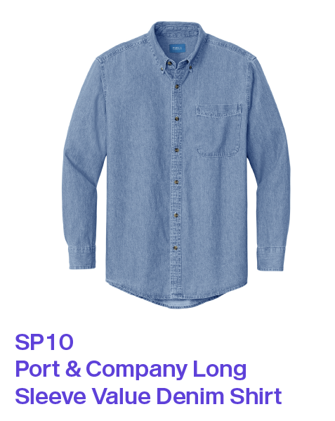 SP10 Port & Company Long Sleeve Value Denim Shirt
