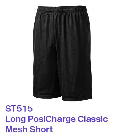 ST515 Sport-Tek Long PosiCharge Classic Mesh Short in black