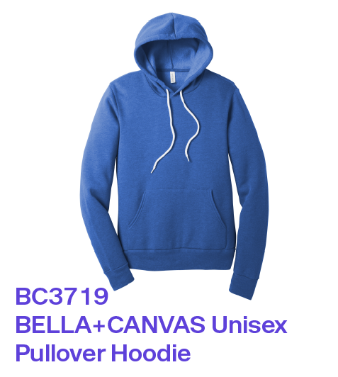 BC3719 Bella+Canvas Unisex Pullover Hoodie for screen printing