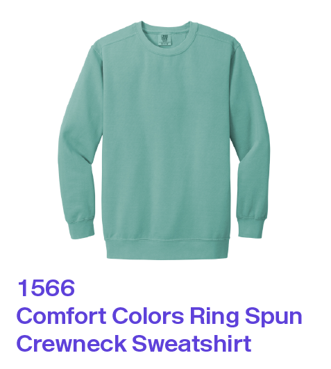 1566 Comfort Colors Ring Spun Crewneck Sweatshirt for screen printing