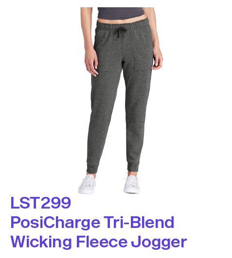 LST299 Sport-Tek PosiCharge Tri-Blend Wicking Fleece Jogger in dark grey heather