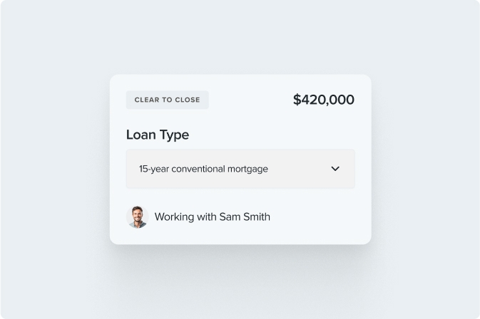 blue background with loan type card