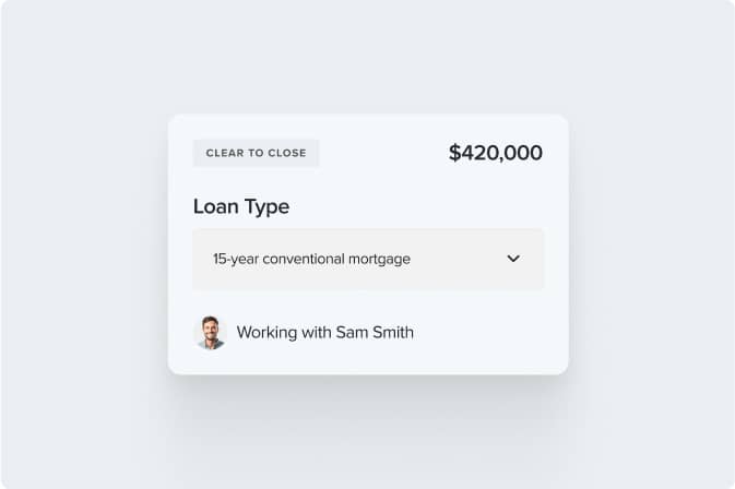 blue background with loan type card