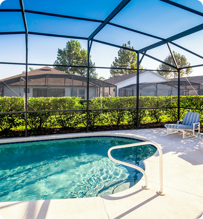 Florida backyard pool with enclosure