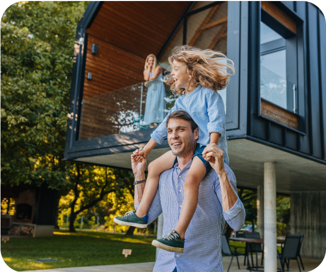 Man with child on his shoulders