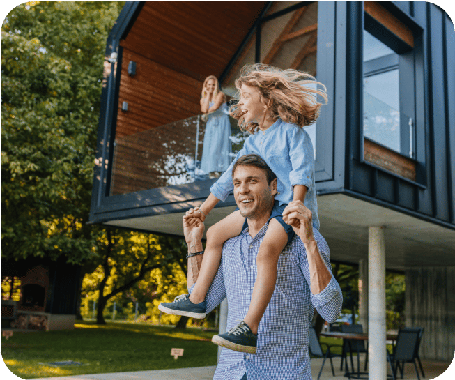 Man with child on his shoulders