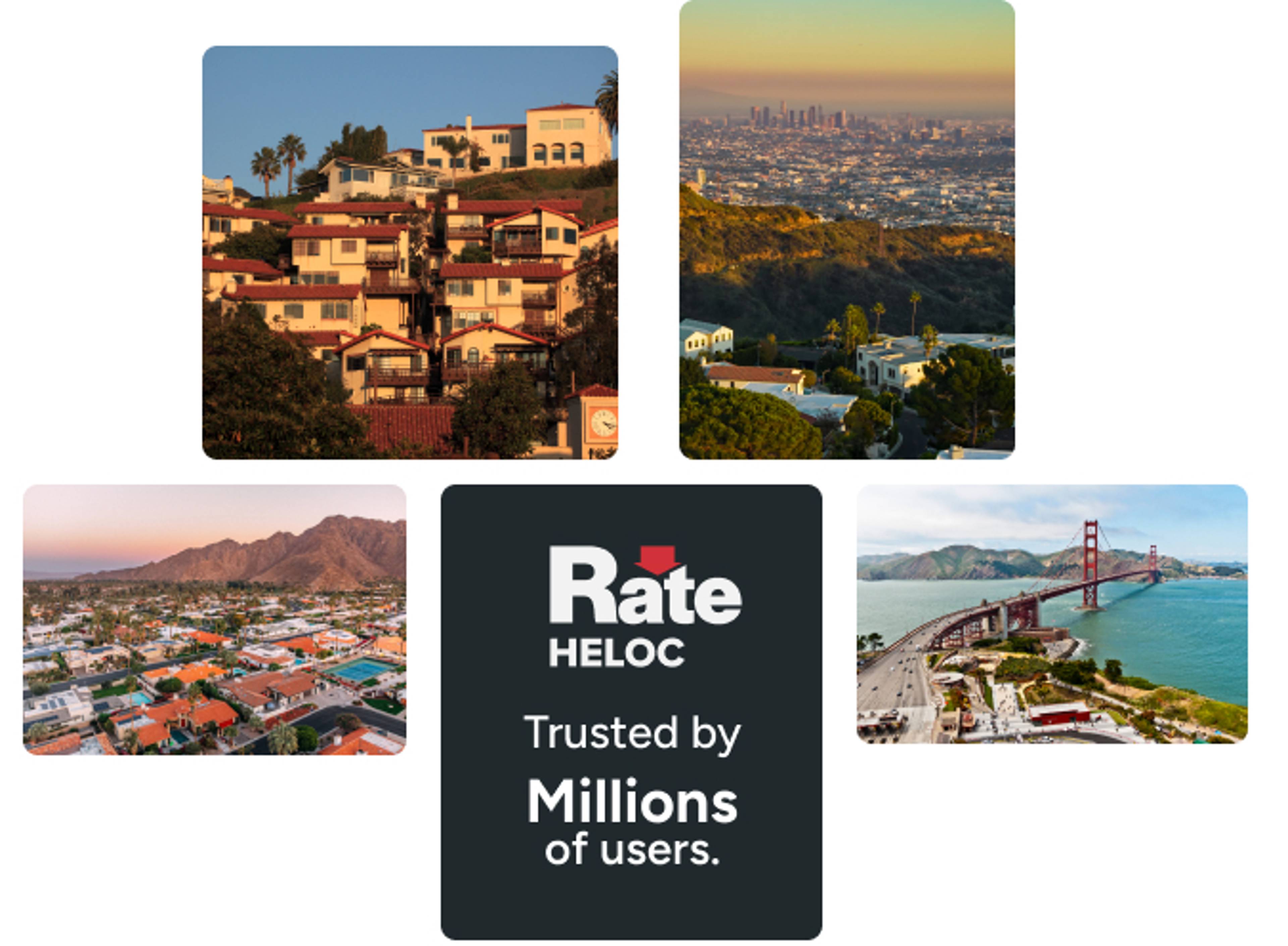 Collage of California landscapes and a HELOC image