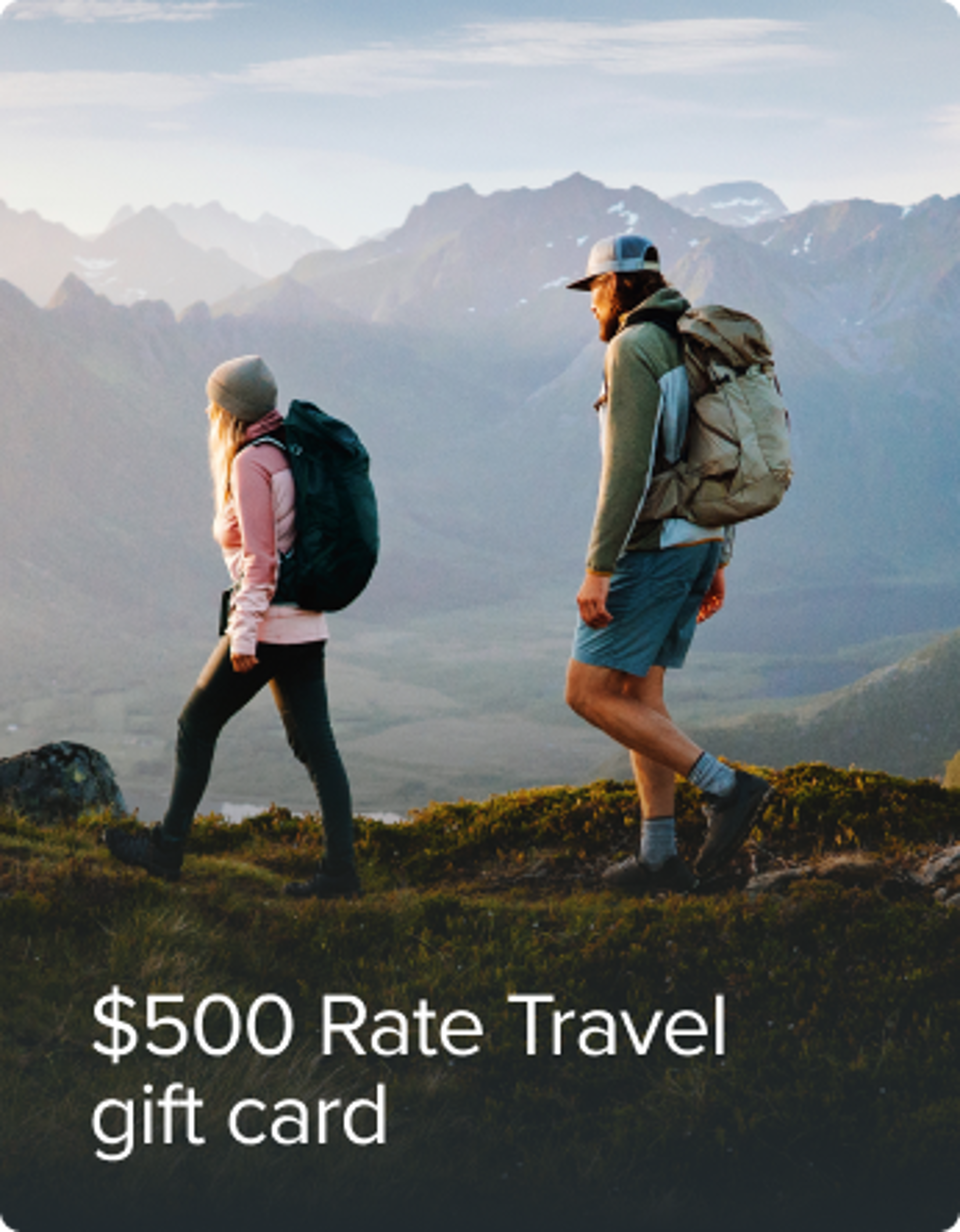 $500 Rate Travel gift card image.
