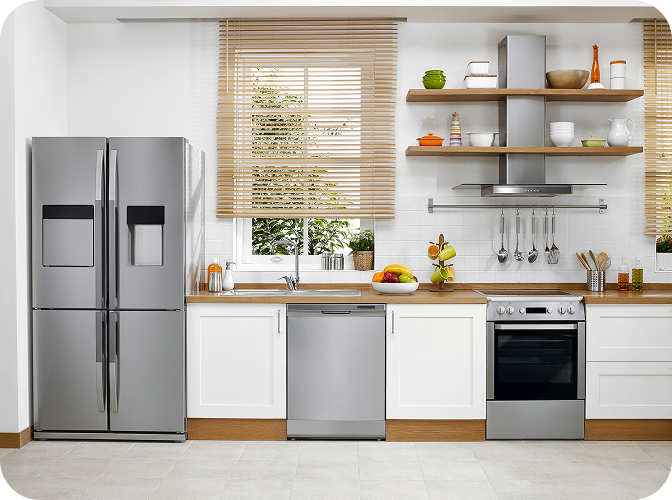 A kitchen with home appliances