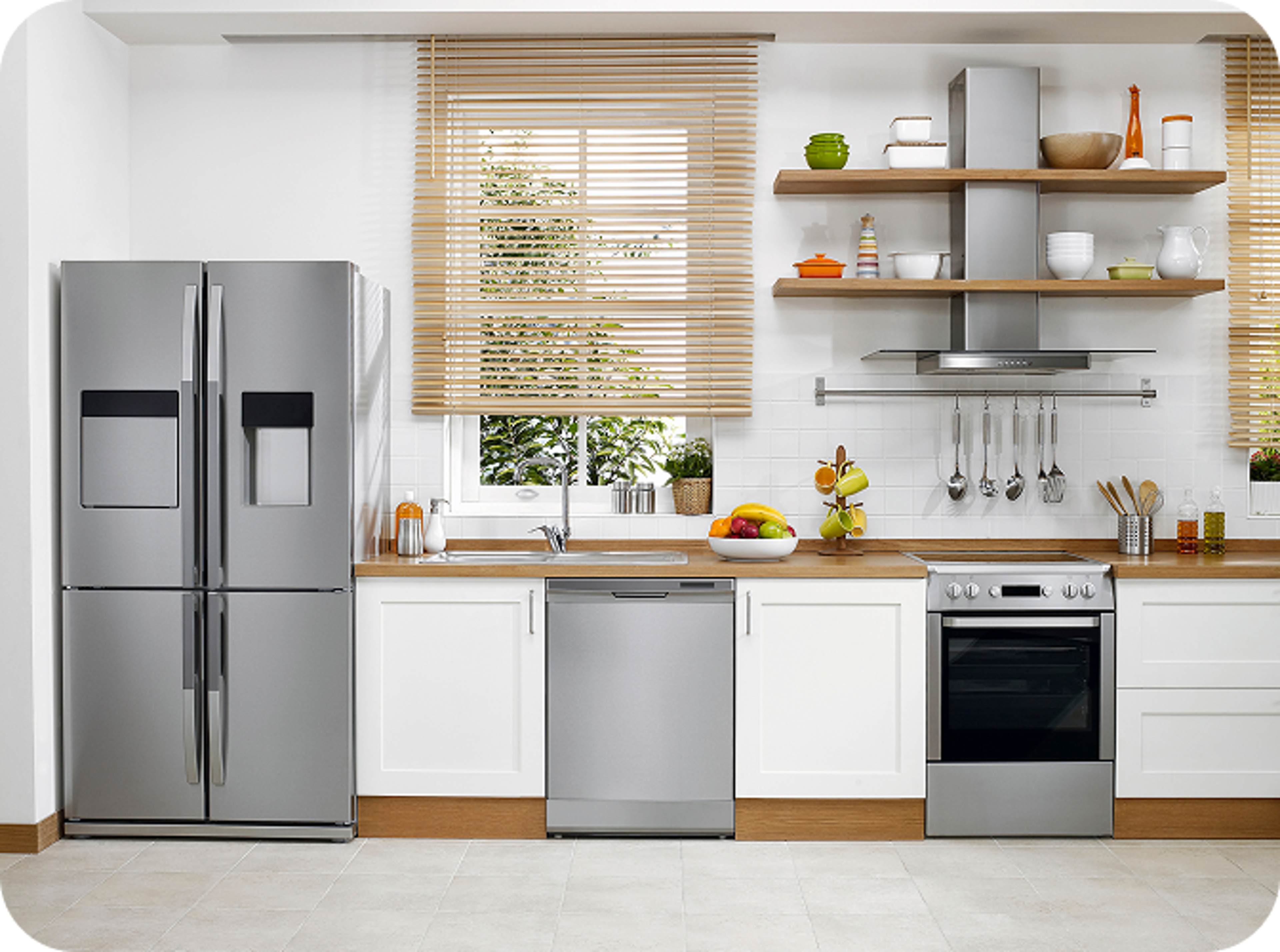 A kitchen with home appliances