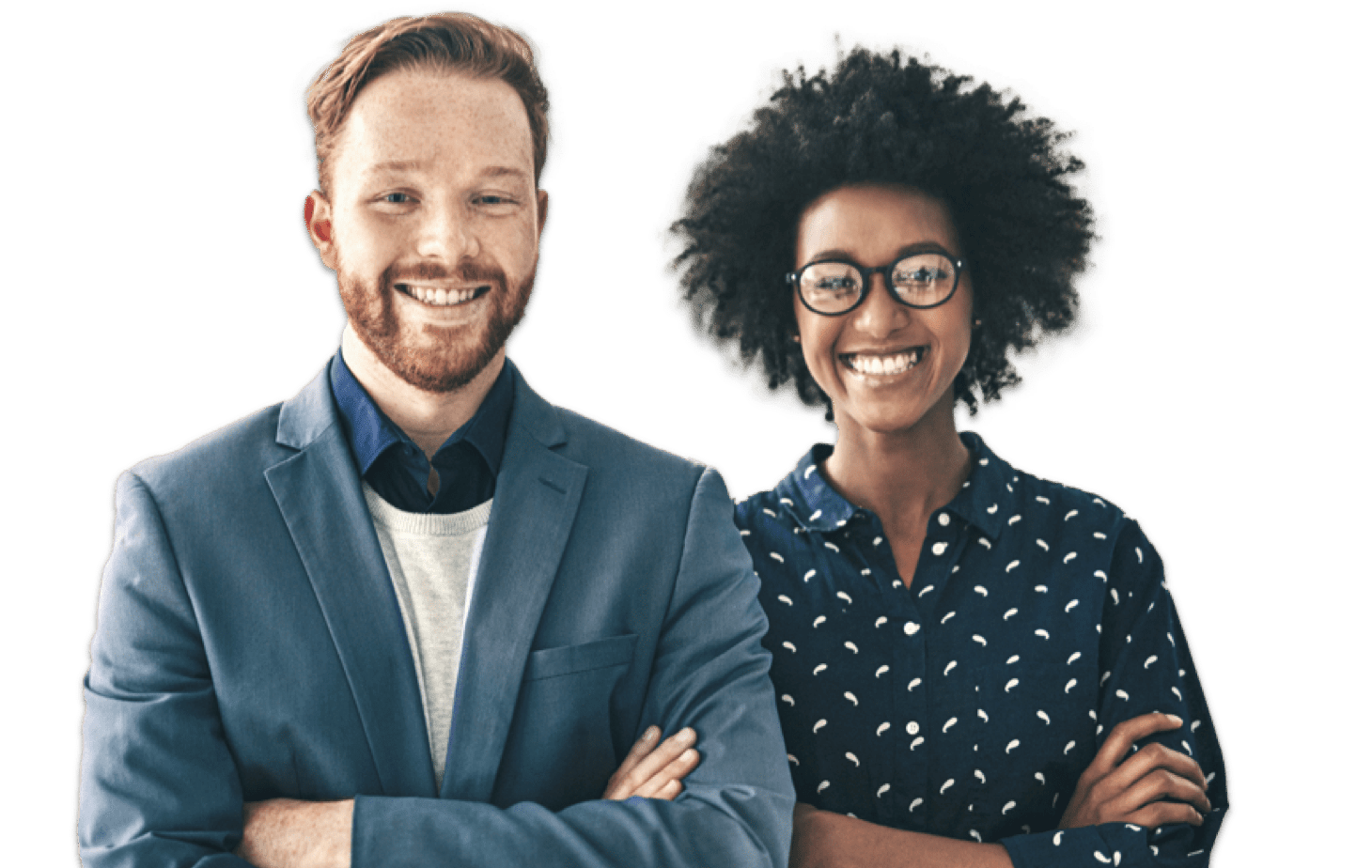 Our welcoming support team smiling warmly with folded hands, ready to assist you in finding your loan officers.