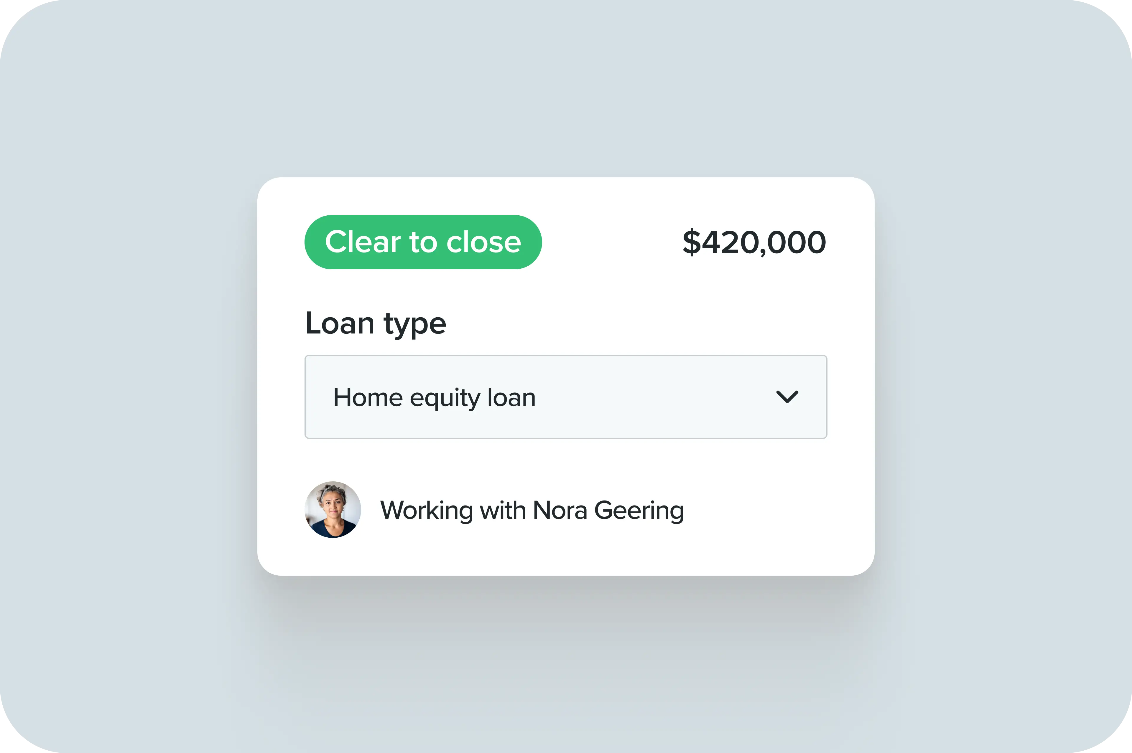 HELoan Card - Showing Loan Type, selected Home equity loan