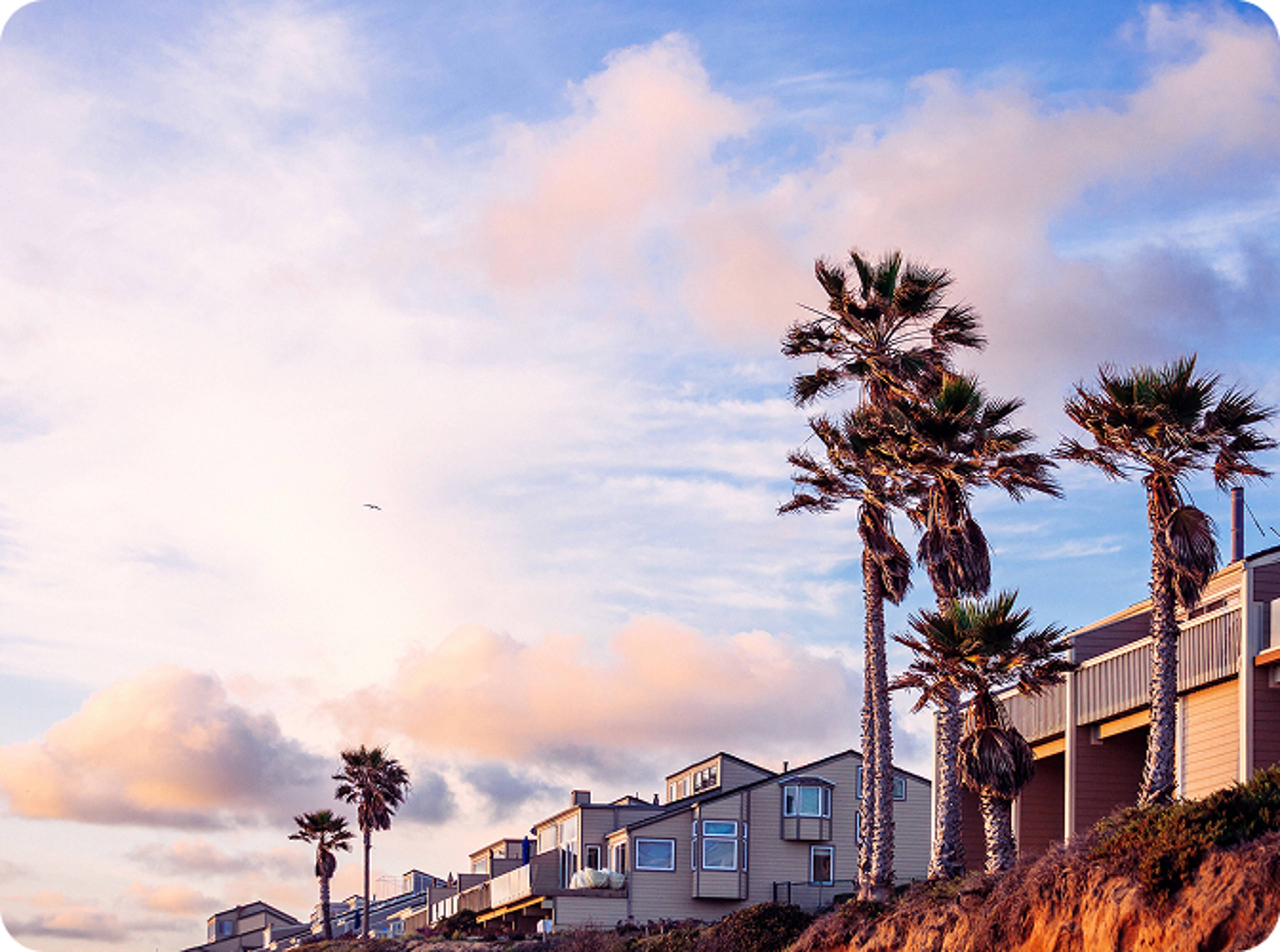 California homes and sunset