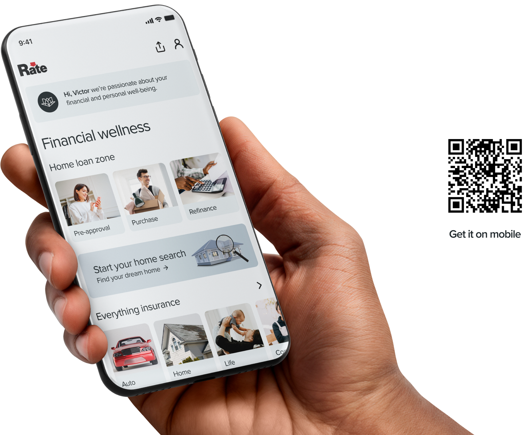 hand displays Rate App on mobile phone