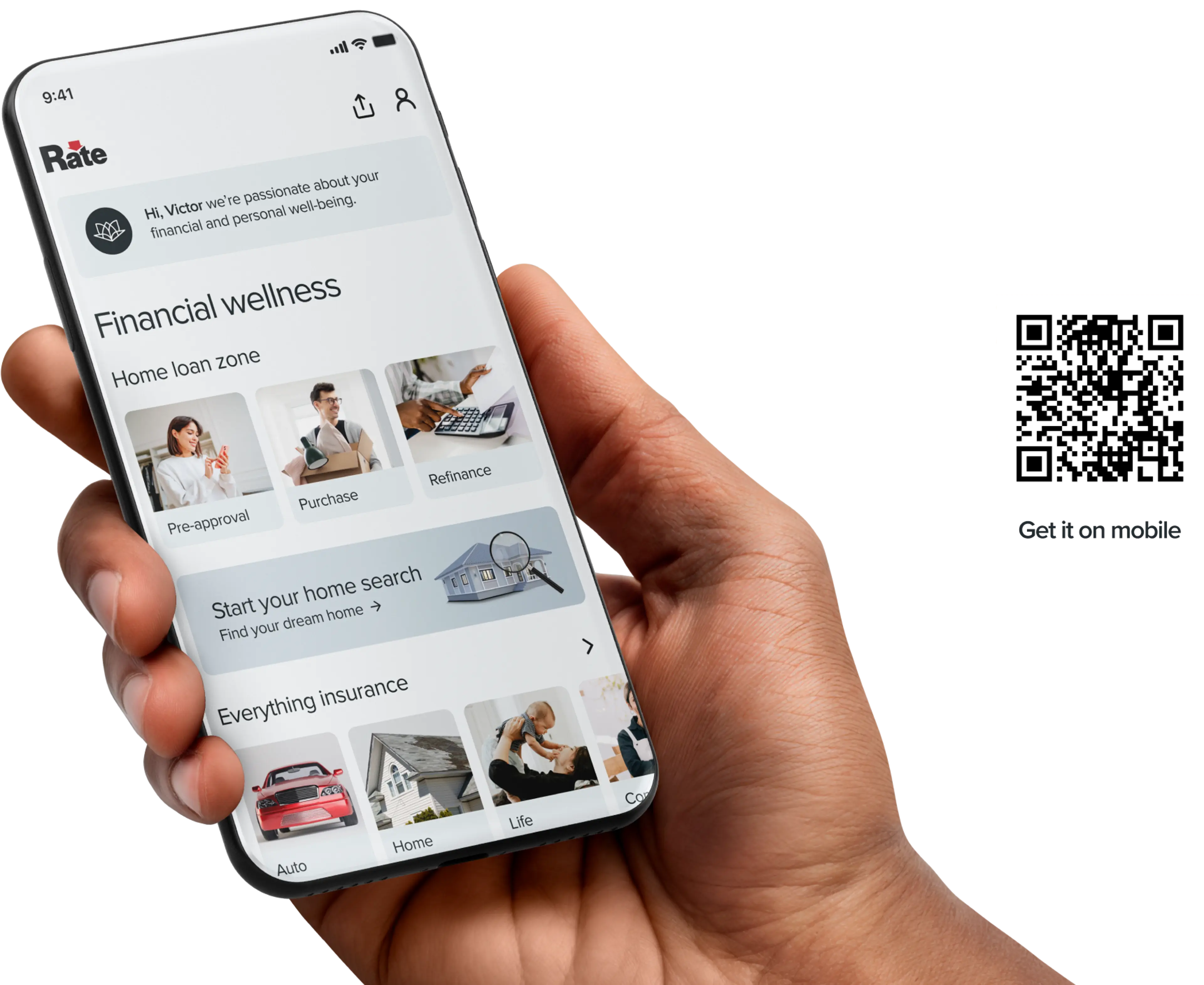 hand displays Rate App on mobile phone