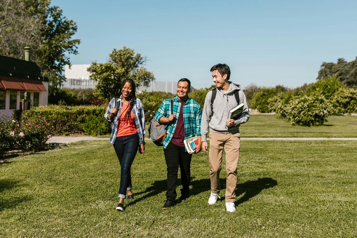 Students walking on campus