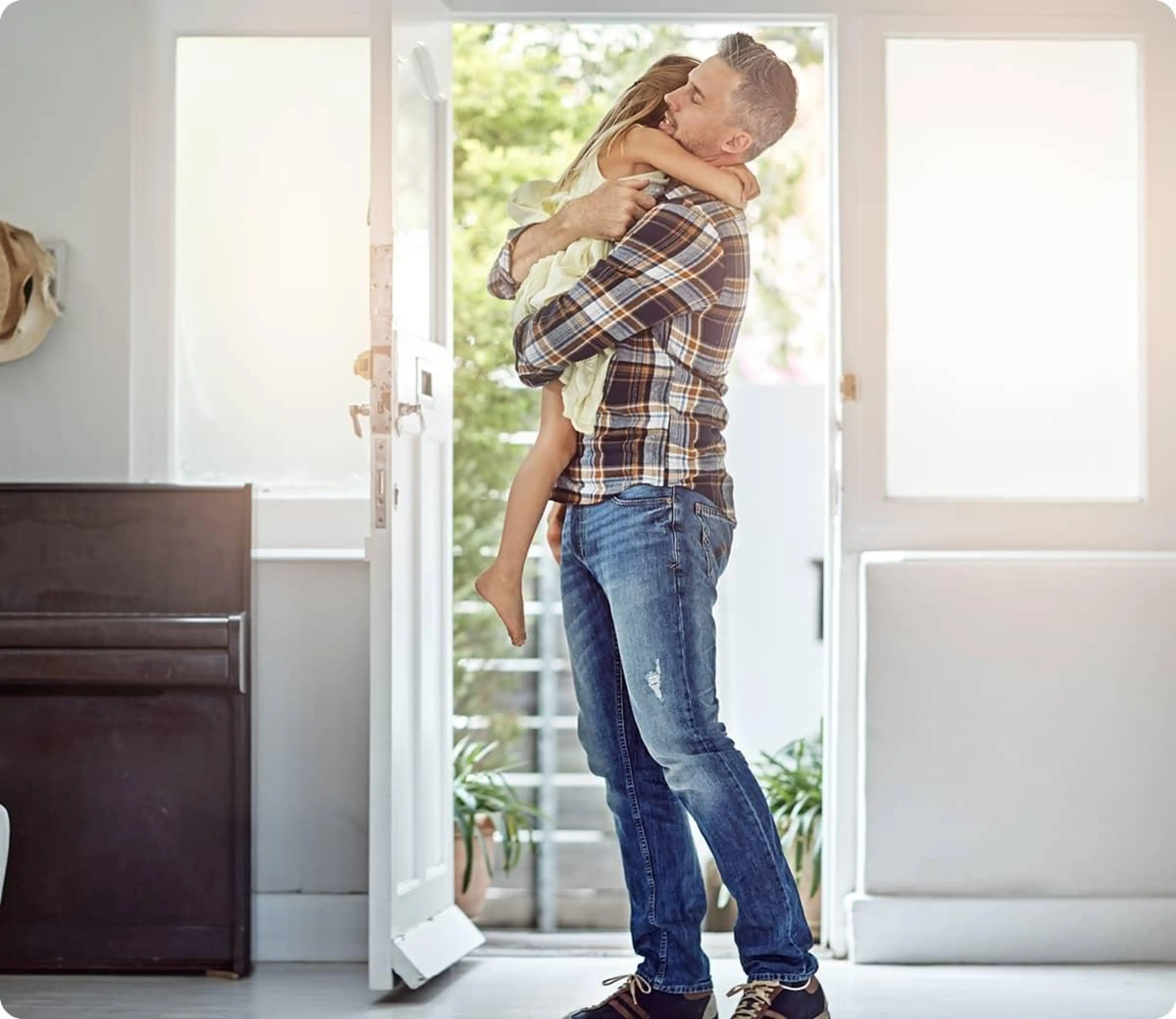 Man carrying his daughter