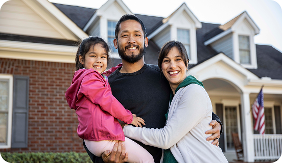 Family in front of home image