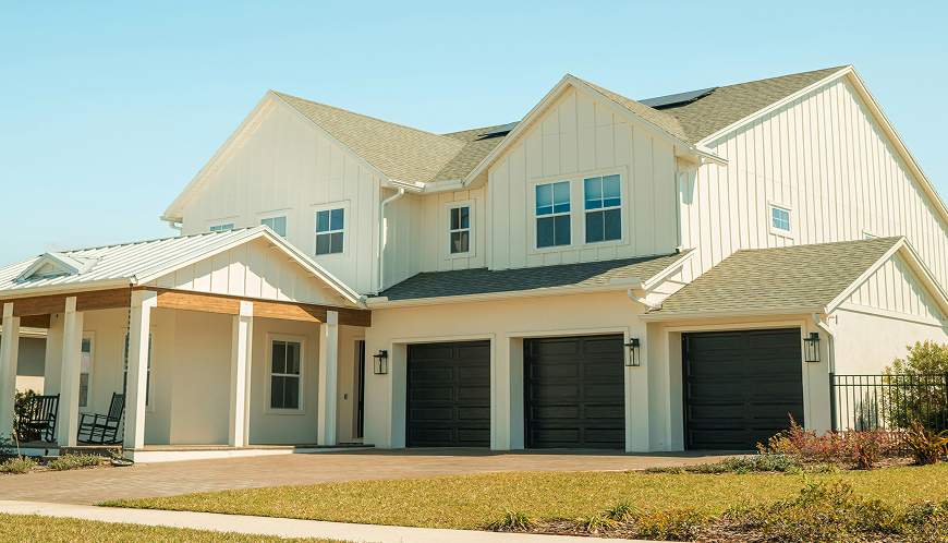 Two-story home with a garage.