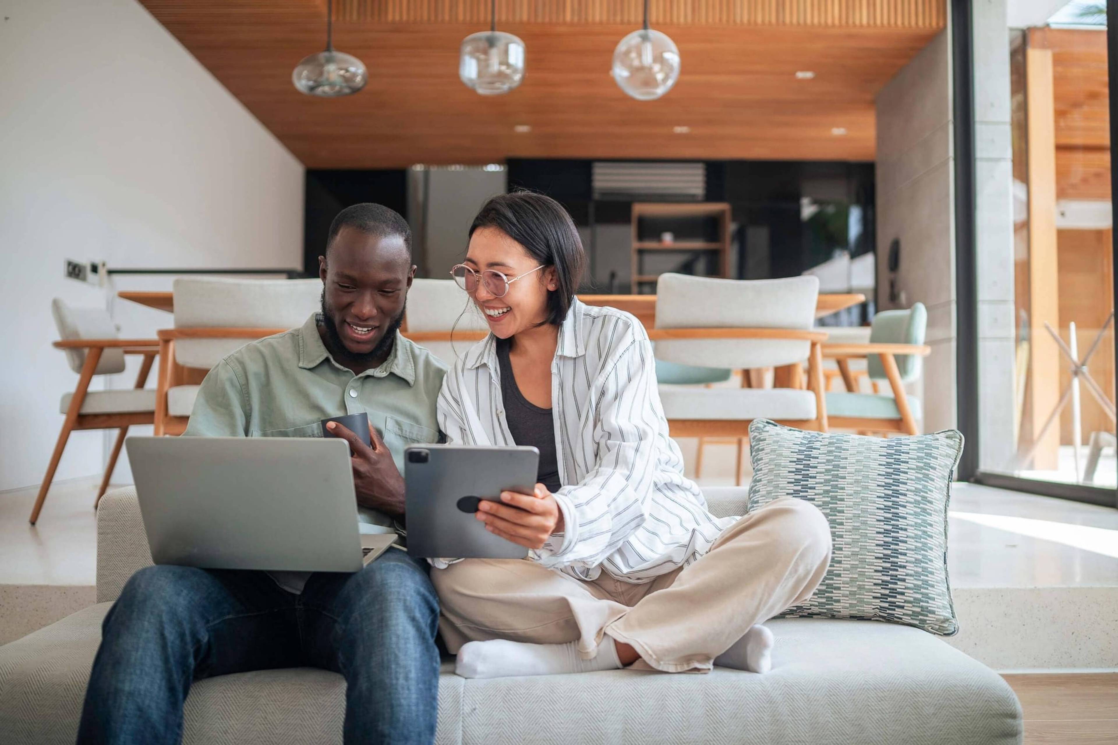 Couple researching online