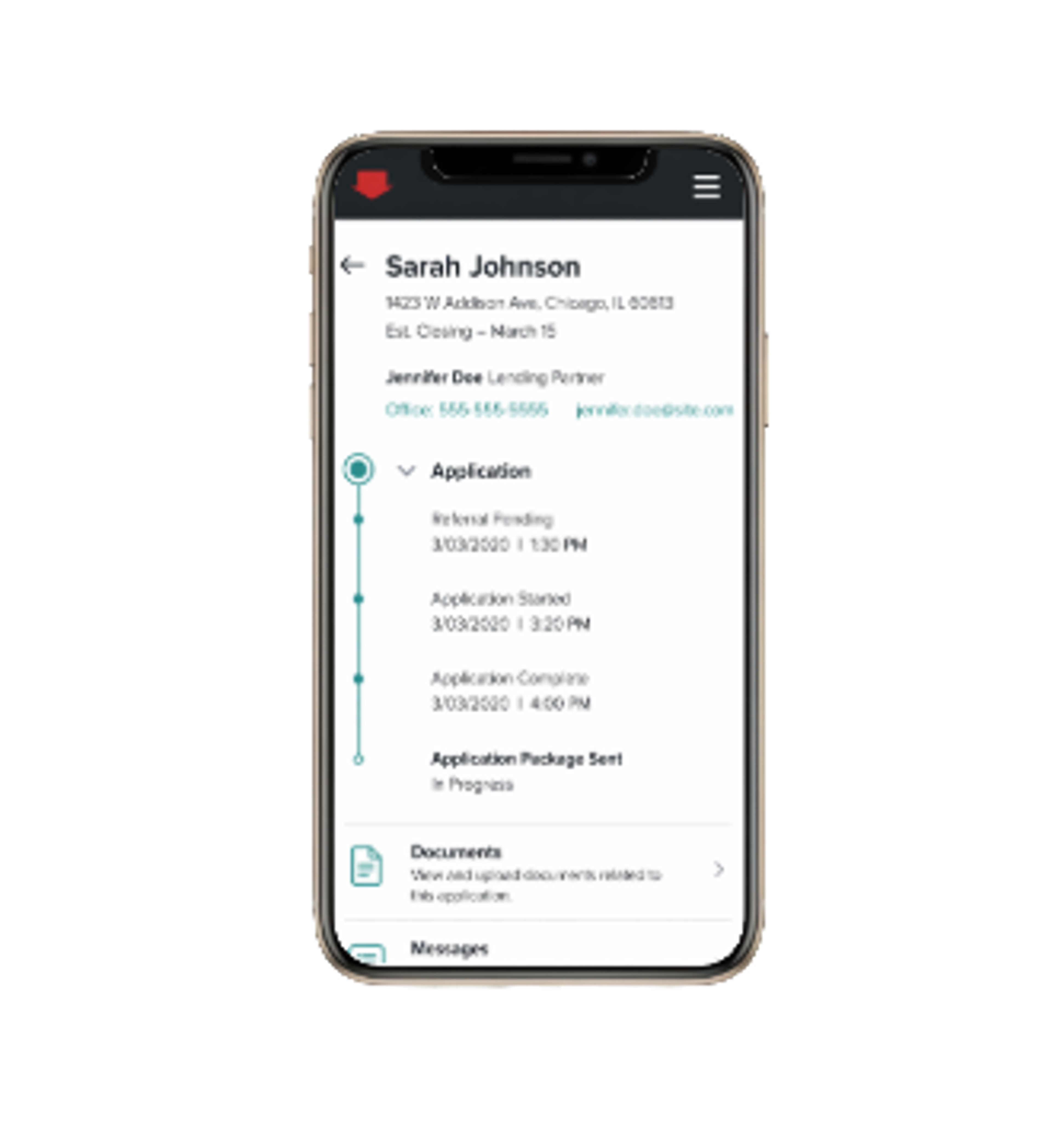 Real-time loan status on Rate app