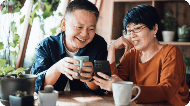 A Senior Couple Enjoying Coffee Together