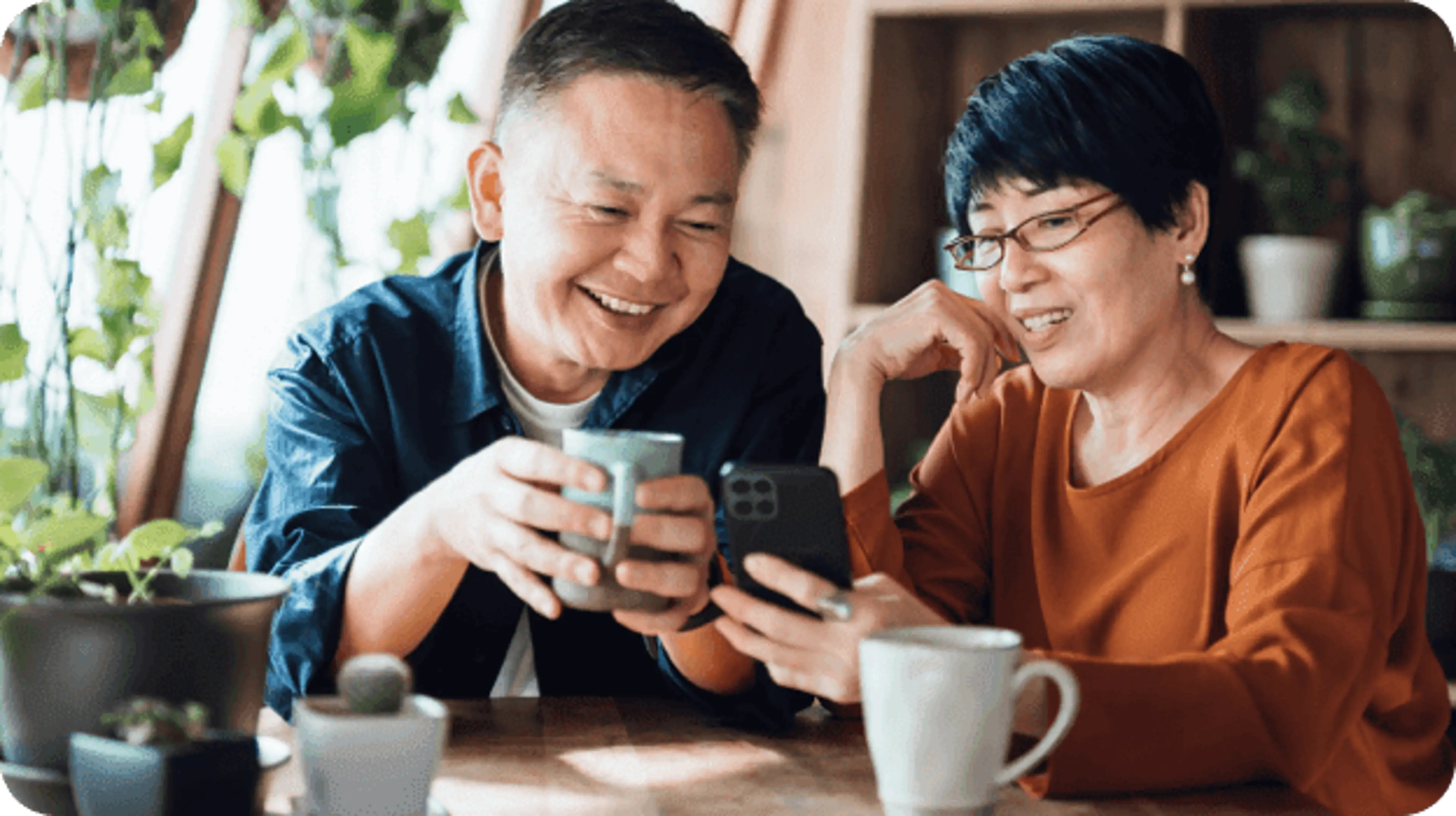 A Senior Couple Enjoying Coffee Together