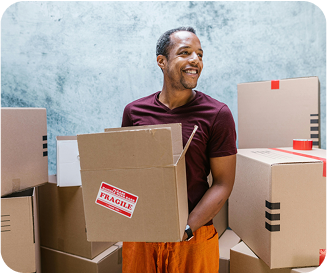 Man moving boxes