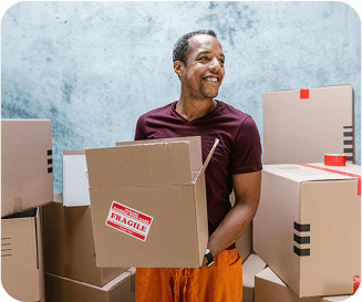 Man moving boxes