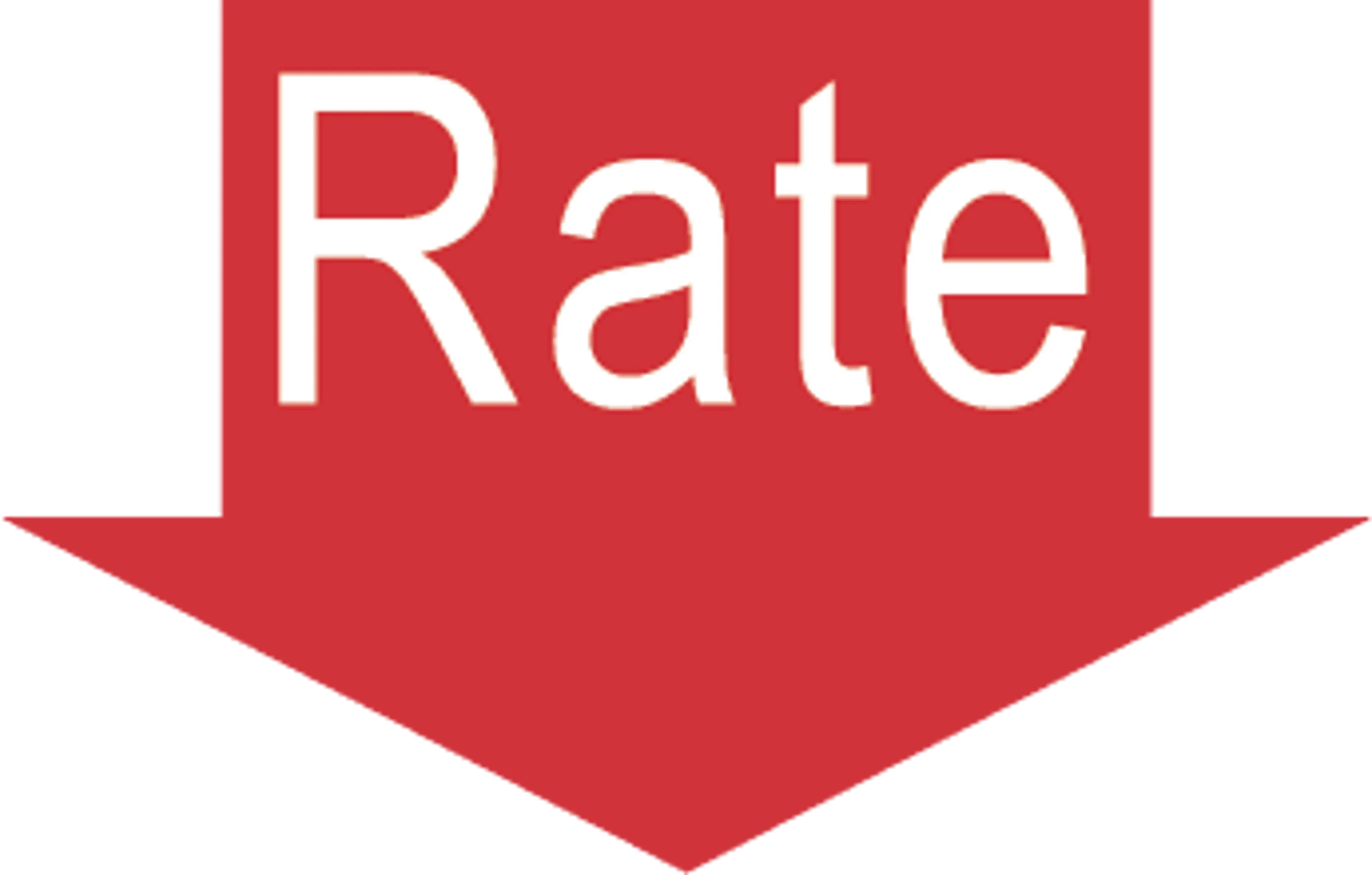 Rate arrow logo with "Rate" in the middle