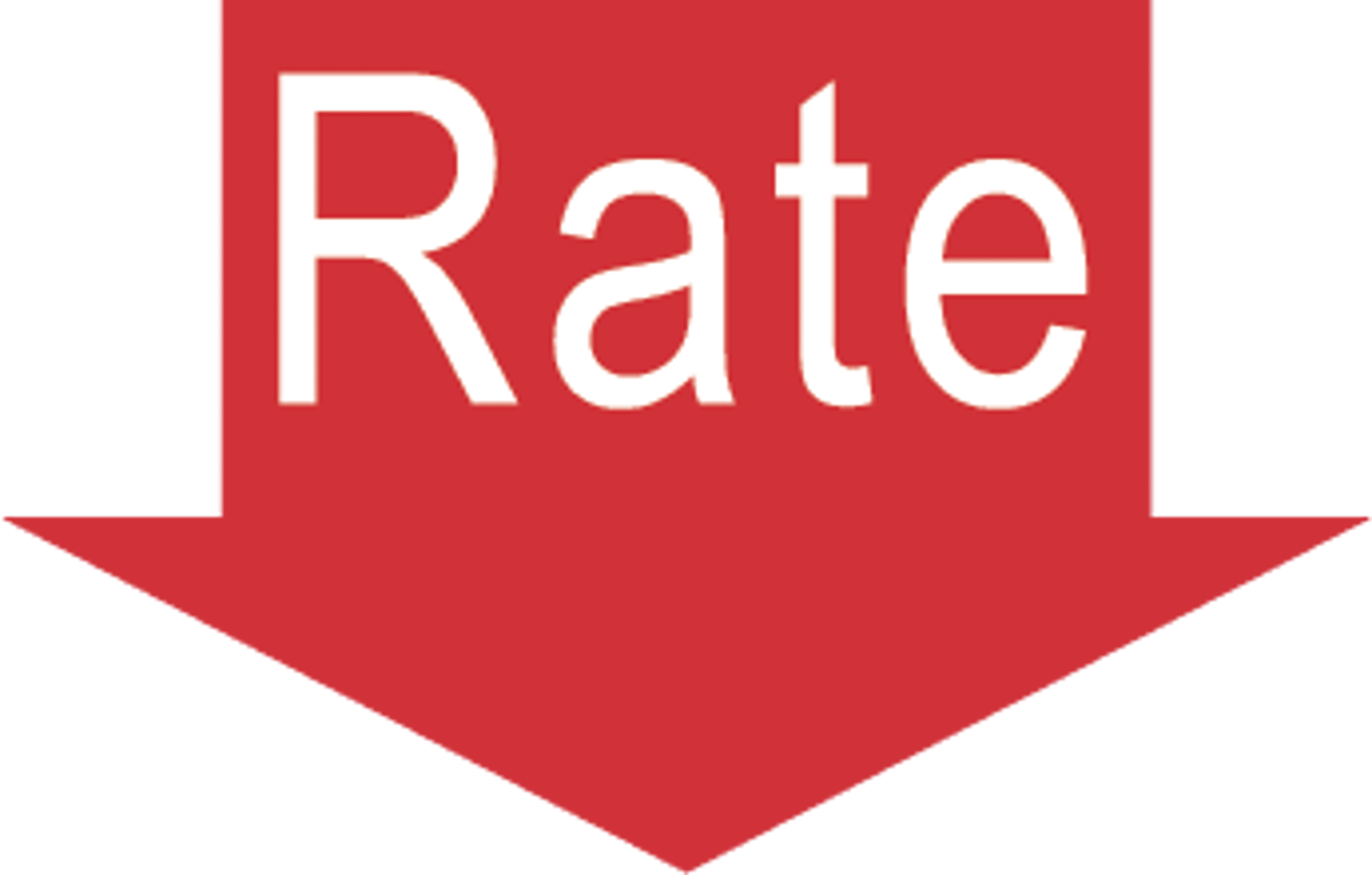 Rate arrow logo with "Rate" in the middle