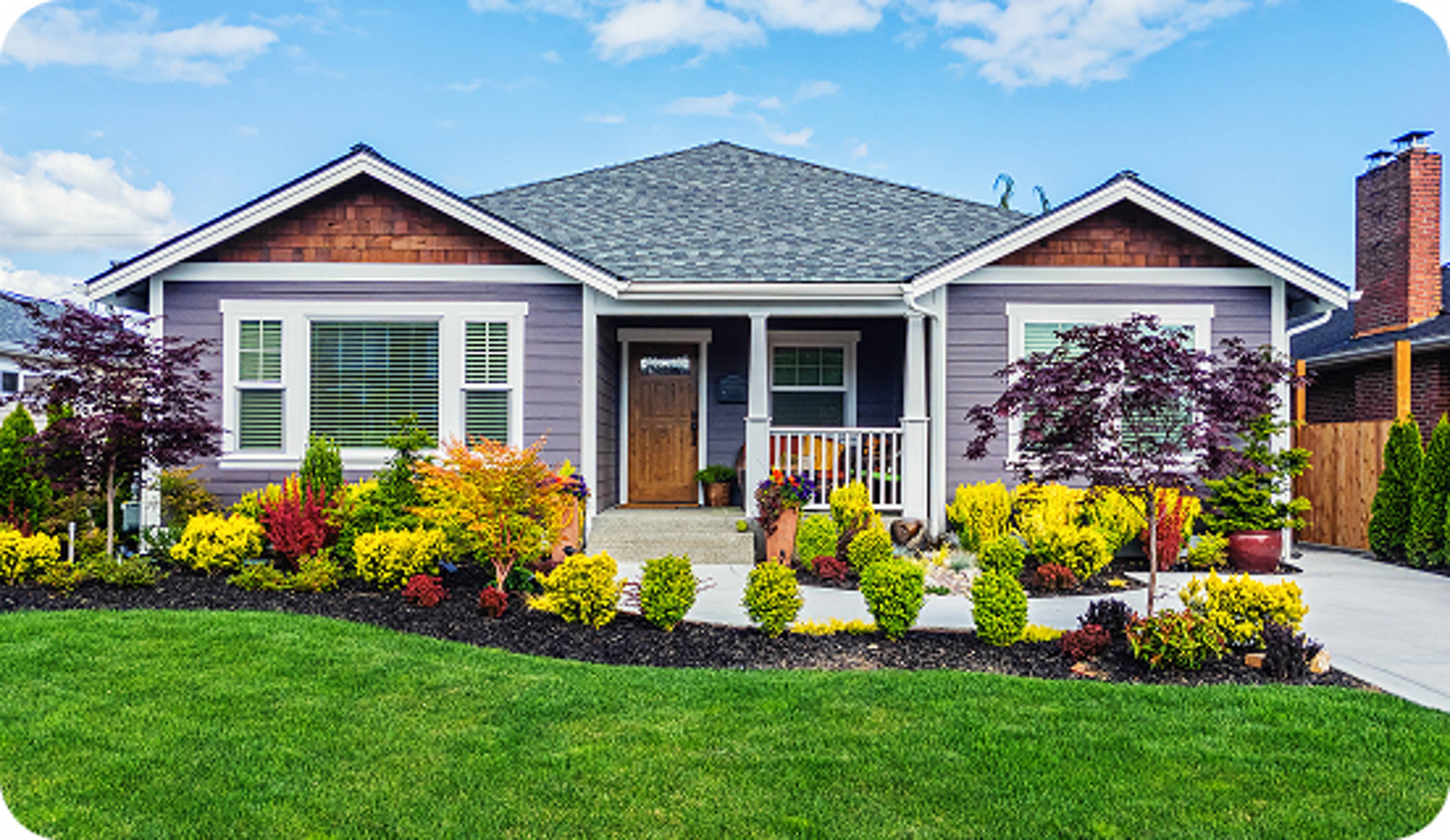 Home with front yard