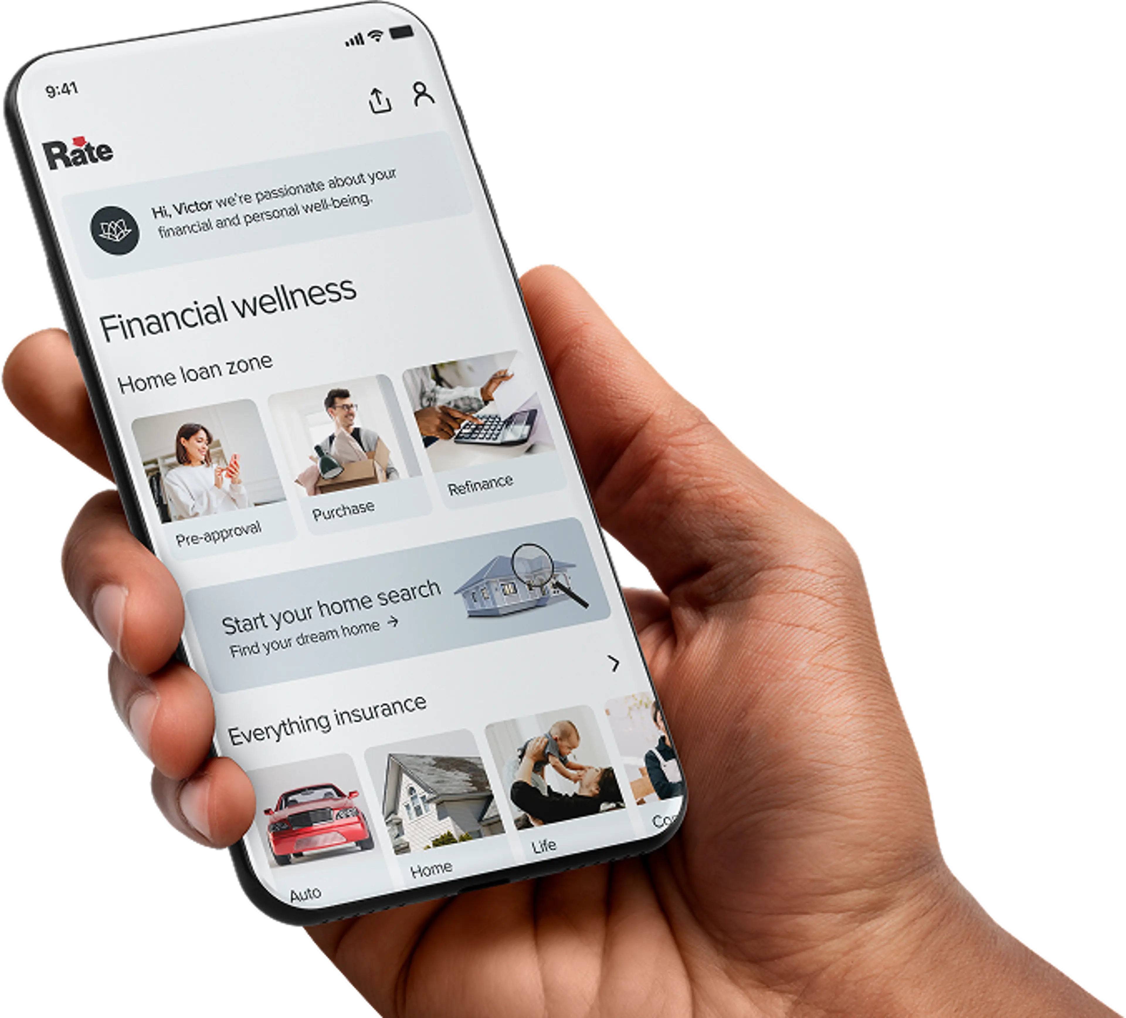 hand displays Rate App on mobile phone
