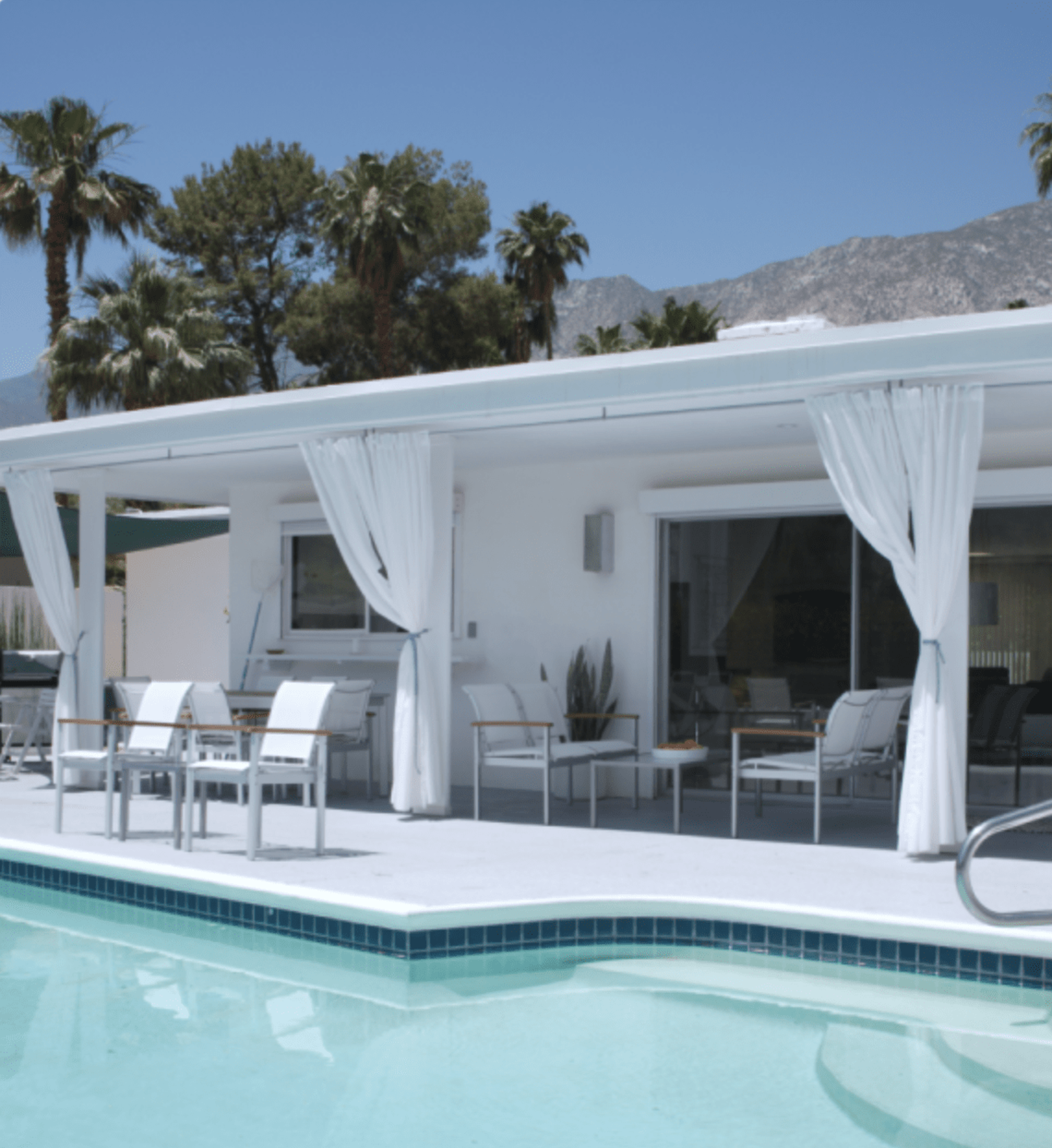 Shaded pool lounge chair area