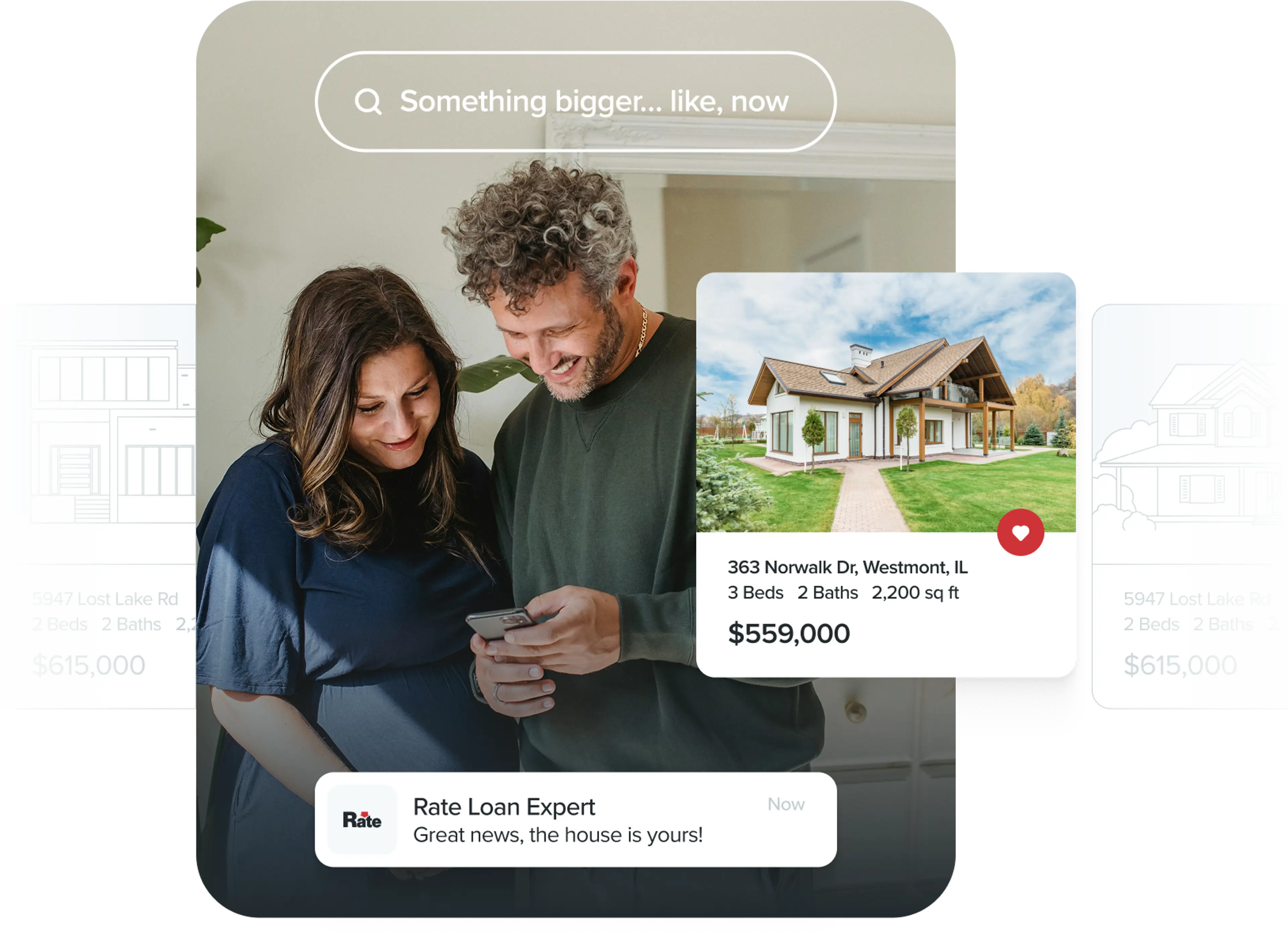 People looking at home listings on a phone