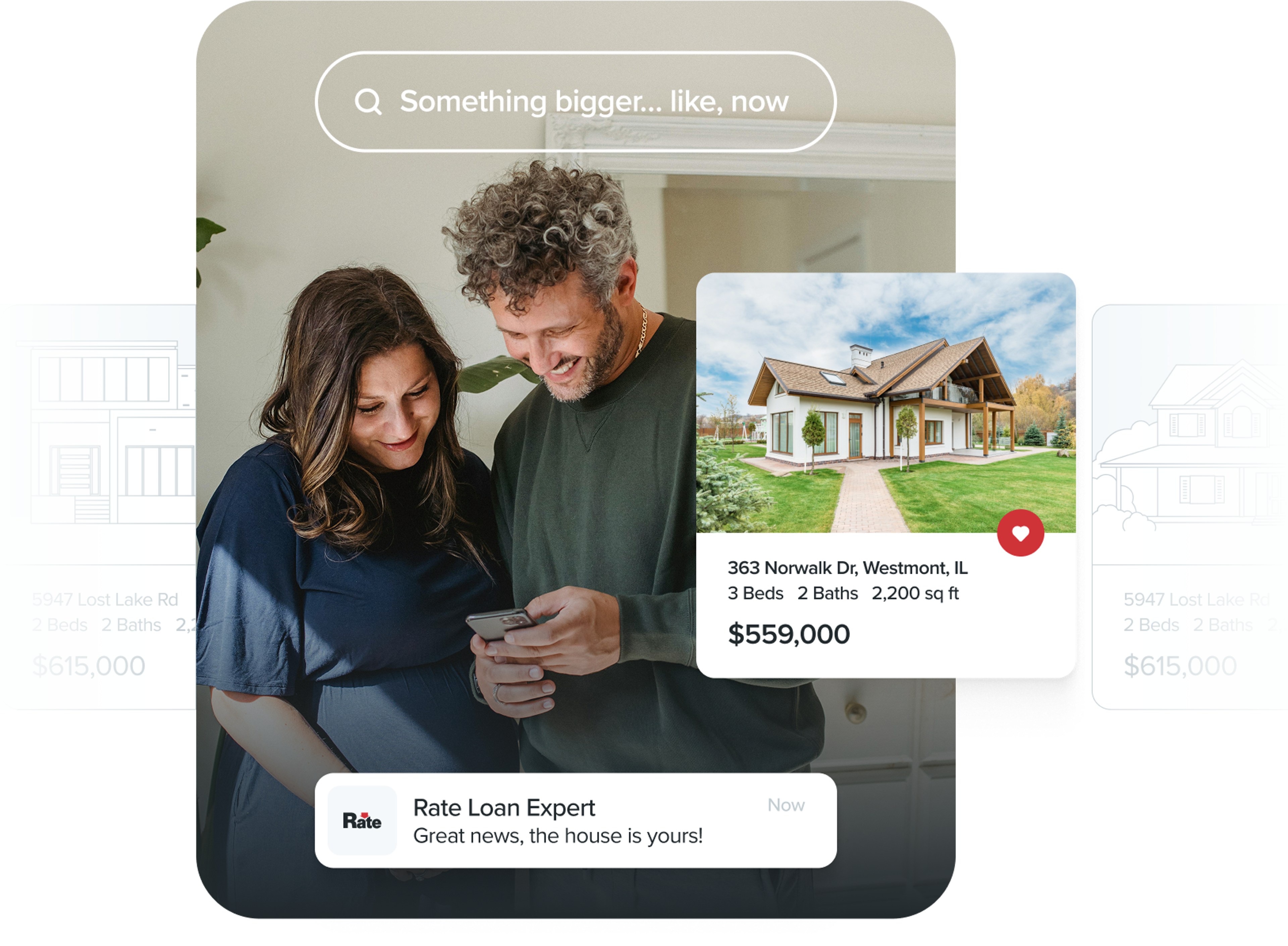 People looking at home listings on a phone