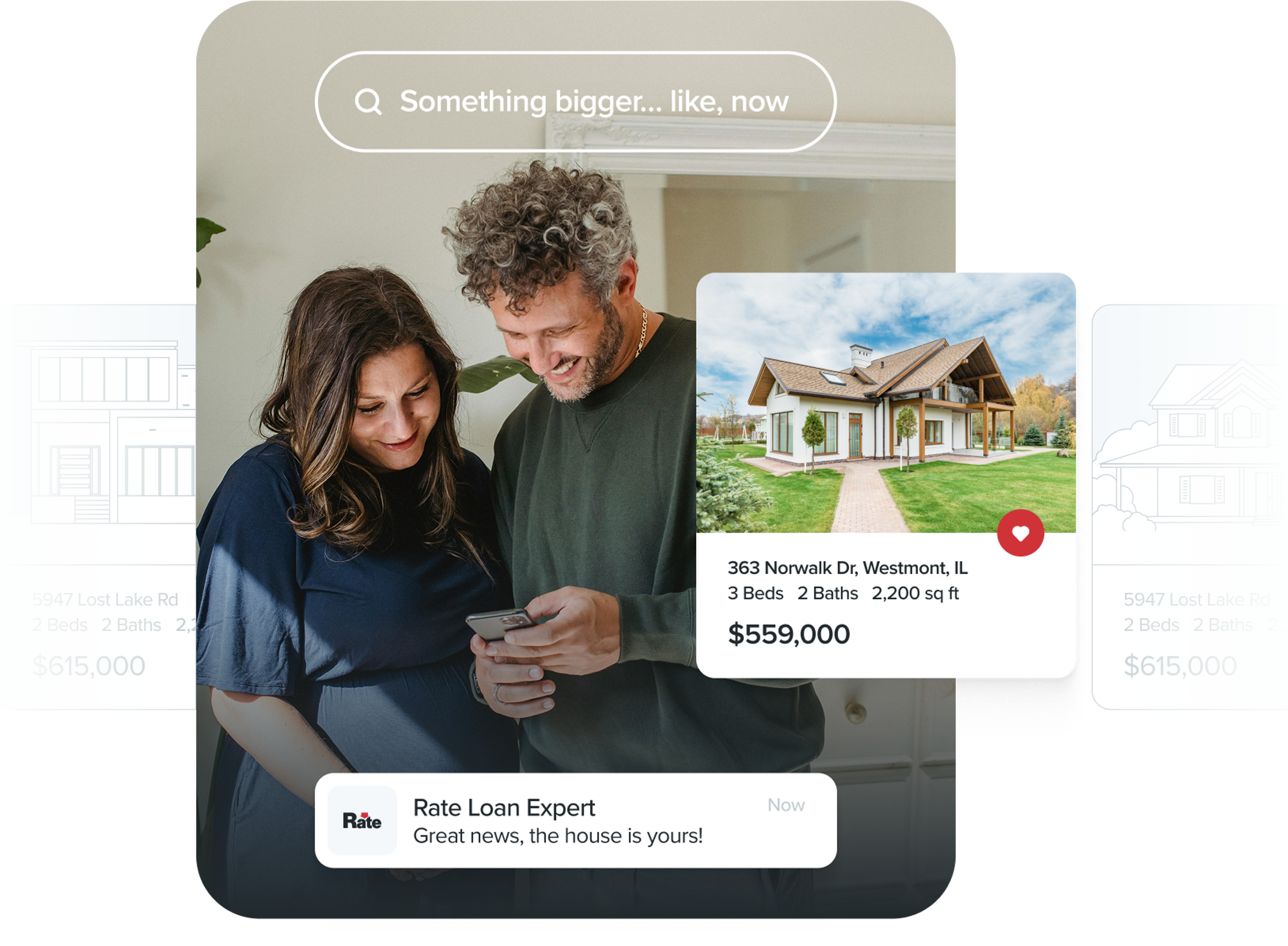 People looking at home listings on a phone