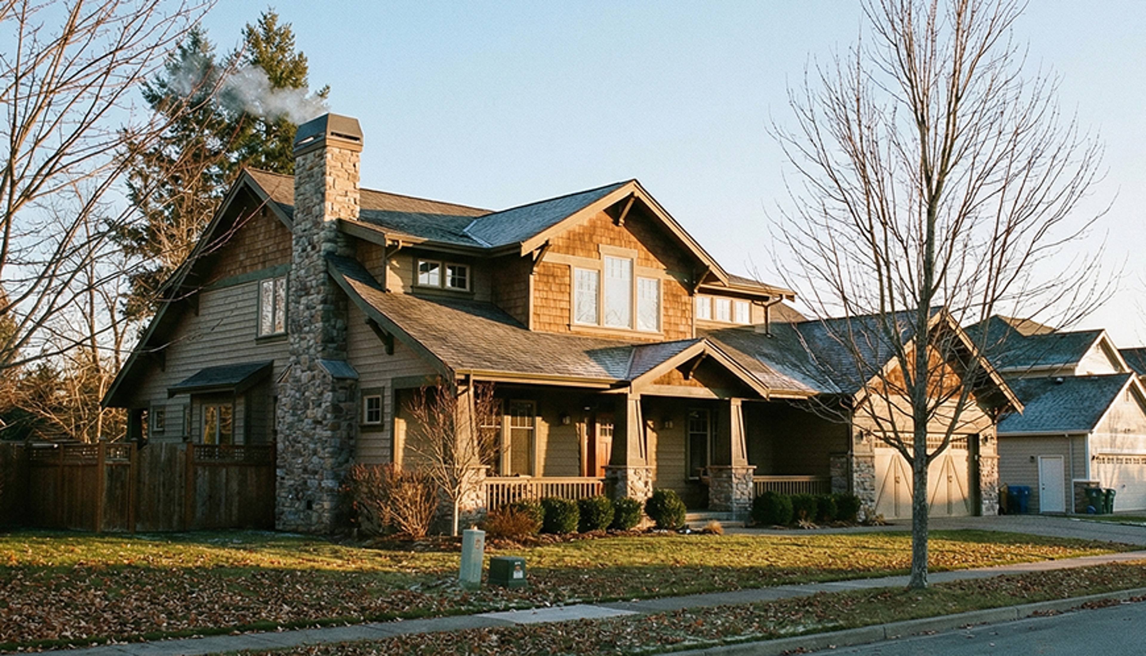 House with the sun rising on it.