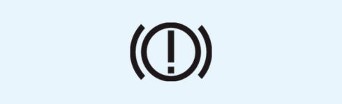 Brake warning light on a car dashboard
