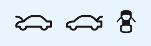 Hood, trunk, or door open warning light on a car dashboard