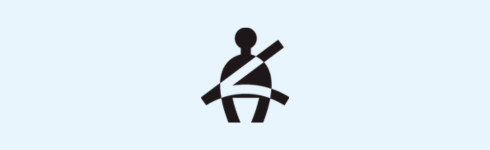 Seat belt warning light on a car dashboard